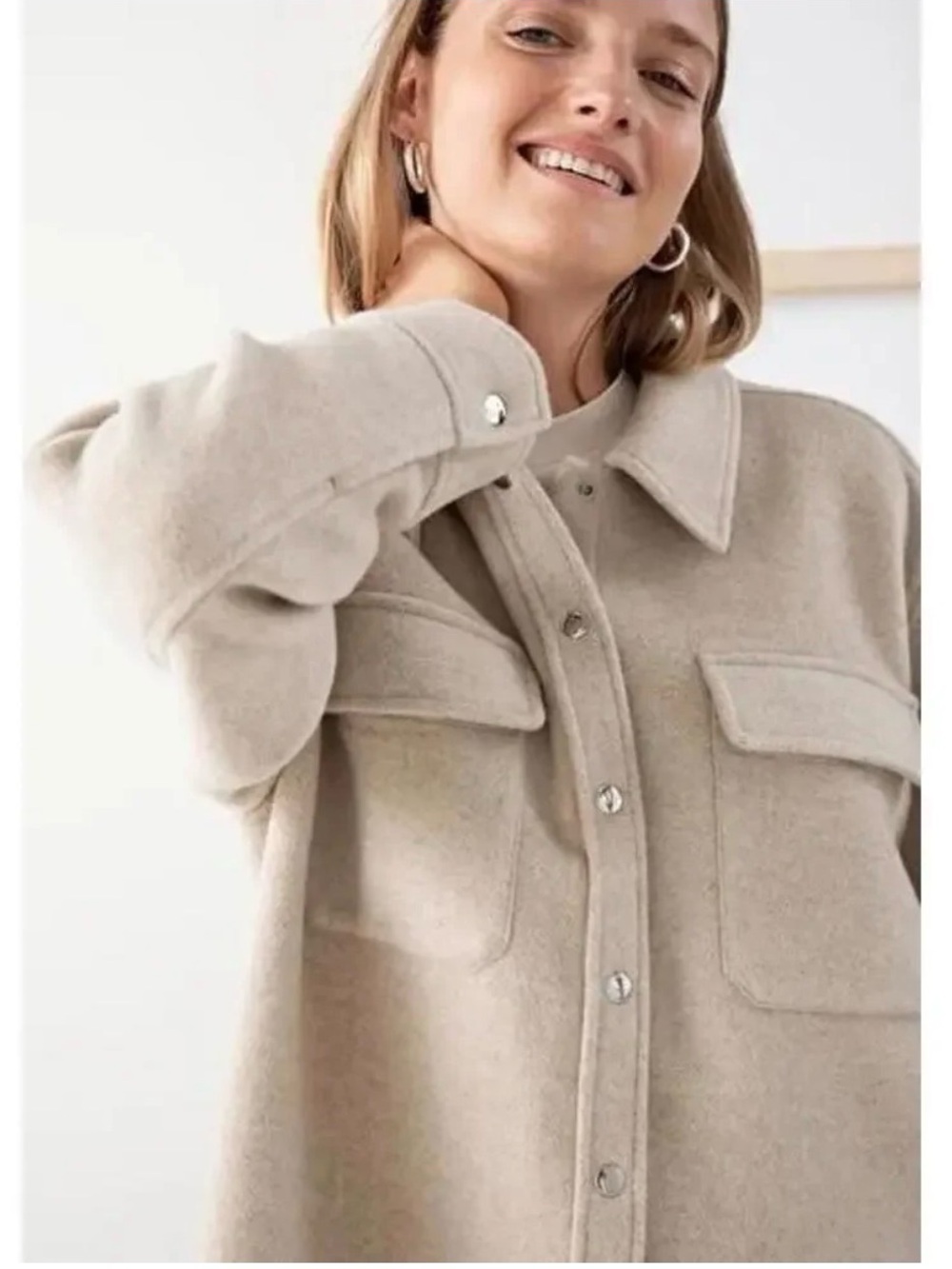 & Other Stories Oversized Wool Blend Workwear Shirt